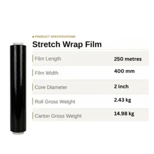 Black Stretch Film 23 mu – 6 Rolls Per Box