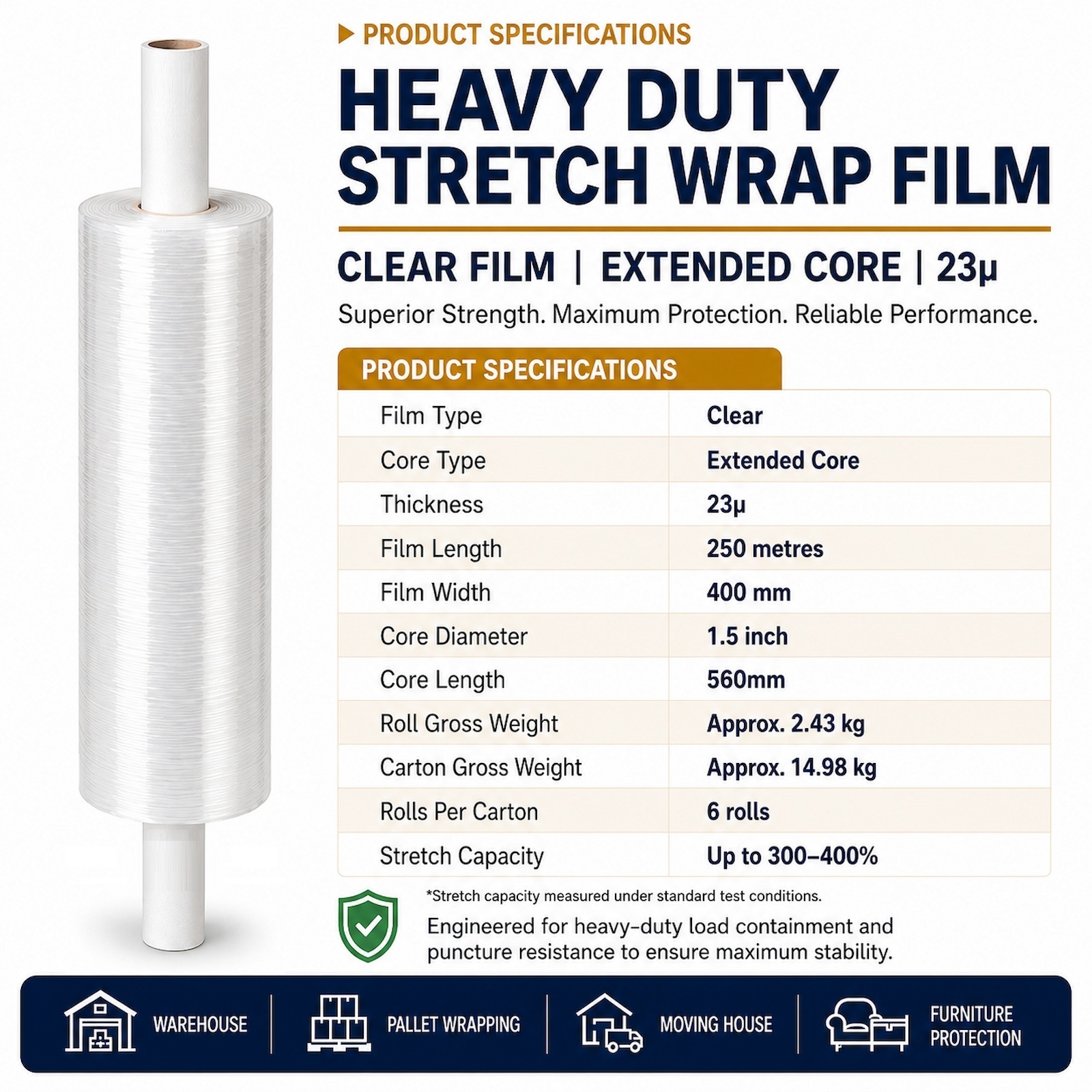 extended core film clear 23 mu 6 rolls per box extended core film clear 23 mu 6 rolls per box